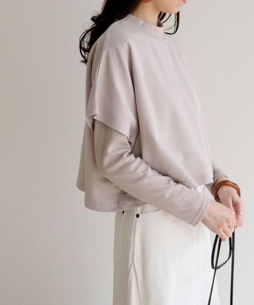 HER CLOSET(ハークローゼット)の「【HERCLOSET】ケープトップリブプルオーバーセット(Tシャツ/カットソー・レディース・ライトグレー/ブラック/アイボリー・M)」の8枚目の写真