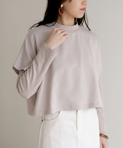 HER CLOSET(ハークローゼット)の「【HERCLOSET】ケープトップリブプルオーバーセット(Tシャツ/カットソー・レディース・ライトグレー/ブラック/アイボリー・M)」の11枚目の写真