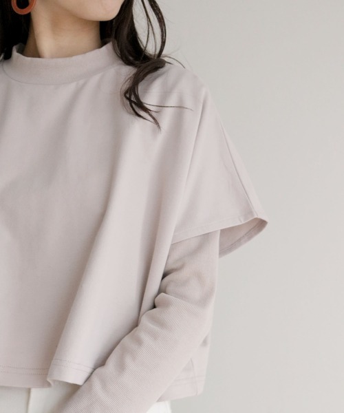 HER CLOSET(ハークローゼット)の「【HERCLOSET】ケープトップリブプルオーバーセット(Tシャツ/カットソー・レディース・ライトグレー/ブラック/アイボリー・M)」の14枚目の写真