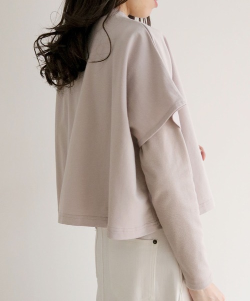 HER CLOSET(ハークローゼット)の「【HERCLOSET】ケープトップリブプルオーバーセット(Tシャツ/カットソー・レディース・ライトグレー/ブラック/アイボリー・M)」の22枚目の写真