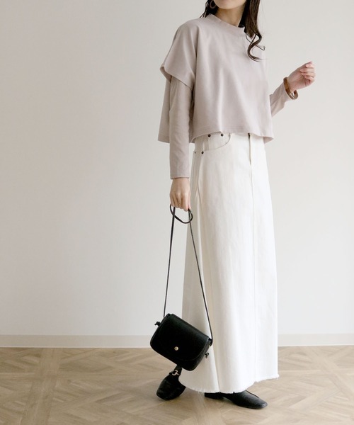 HER CLOSET(ハークローゼット)の「【HERCLOSET】ケープトップリブプルオーバーセット(Tシャツ/カットソー・レディース・ライトグレー/ブラック/アイボリー・M)」の20枚目の写真