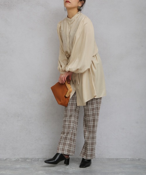 ap retro（アプレトロ）の「刺繍バンドカラーロングシャツ【ZOZOTOWN限定商品】（シャツ/ブラウス・レディース・ブラック/アイボリー/グリーン系その他・FREE）」の16枚目の写真