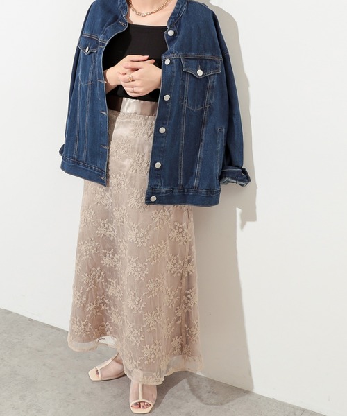 natural couture（ナチュラルクチュール）の「オーガンジー刺繍スカート（スカート・レディース・ベージュ/ラベンダー/ミント・FREE）」の2枚目の写真