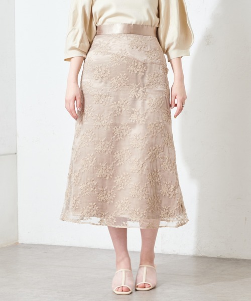 natural couture（ナチュラルクチュール）の「オーガンジー刺繍スカート（スカート・レディース・ベージュ/ラベンダー/ミント・FREE）」の18枚目の写真