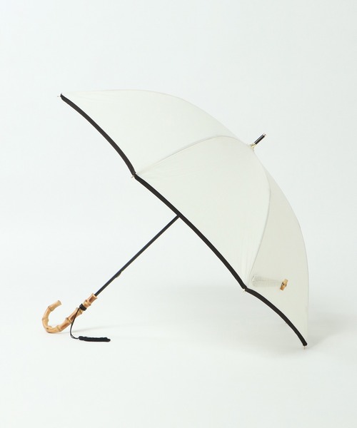 LBC(エルビーシー)の「日傘 長傘 無地xパイピング(長傘・レディース・パープル/オフホワイト/ブラック/ネイビー・FREE)」の2枚目の写真