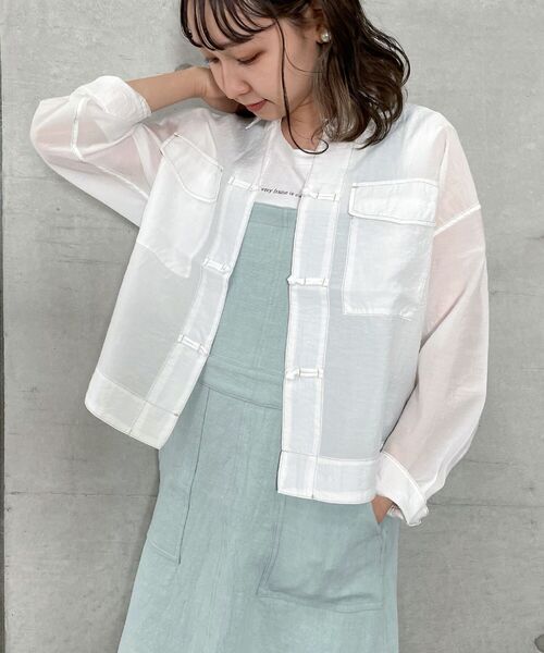 fredy repit（フレディレピ）の「シアーシャツブルゾン（ブルゾン・レディース・オフホワイト/オレンジ/ライトグリーン・38）」の6枚目の写真