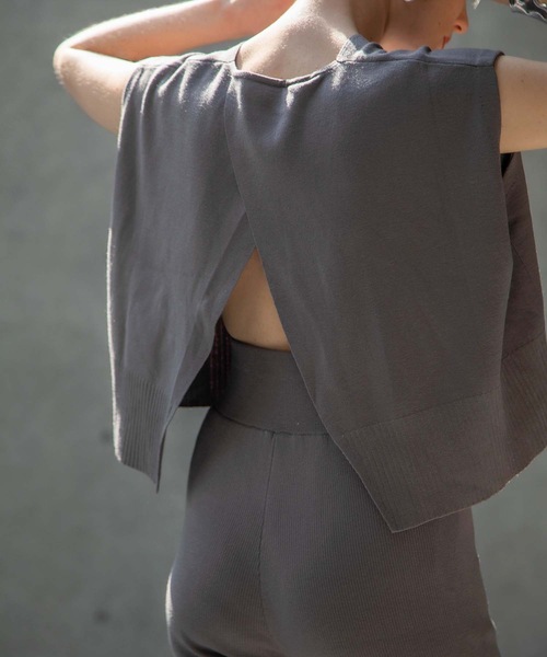 ANT（アント）の「KNIT SET UP/ニットセットアップ【ANT】（つなぎ/オールインワン・レディース・ブラック/グレー/グレイッシュベージュ・FREE）」の3枚目の写真