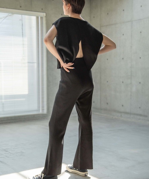 ANT（アント）の「KNIT SET UP/ニットセットアップ【ANT】（つなぎ/オールインワン・レディース・ブラック/グレー/グレイッシュベージュ・FREE）」の7枚目の写真