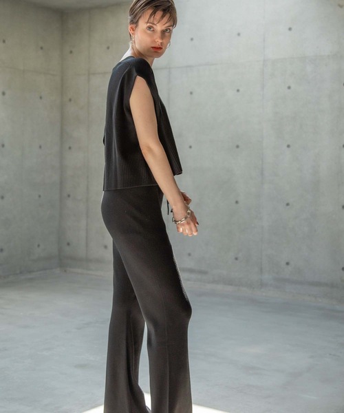 ANT（アント）の「KNIT SET UP/ニットセットアップ【ANT】（つなぎ/オールインワン・レディース・ブラック/グレー/グレイッシュベージュ・FREE）」の6枚目の写真