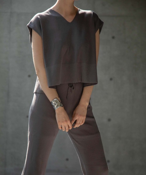 ANT（アント）の「KNIT SET UP/ニットセットアップ【ANT】（つなぎ/オールインワン・レディース・ブラック/グレー/グレイッシュベージュ・FREE）」の18枚目の写真