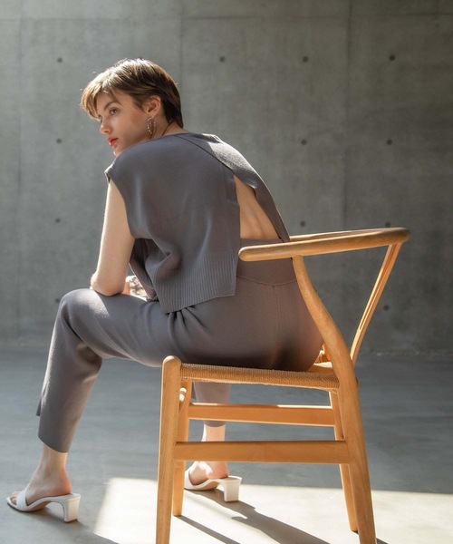 ANT（アント）の「KNIT SET UP/ニットセットアップ【ANT】（つなぎ/オールインワン・レディース・ブラック/グレー/グレイッシュベージュ・FREE）」の14枚目の写真