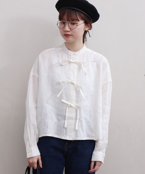 ✔︎⭐️⭐️【未使用に近い】リネンブラウス ／ fig London fig London ブラウス シャツ DAILY LINEN shirt レディース