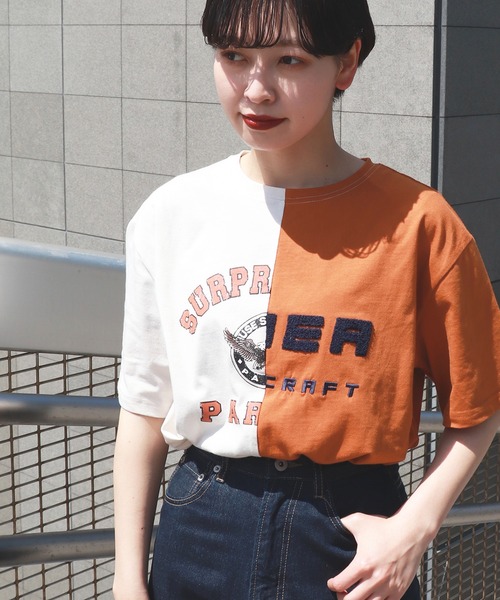 kutir（クティール）の「アレンジカレッジプリントTシャツ（Tシャツ/カットソー・レディース・チャコールグレー/オレンジ/グリーン・FREE）」の3枚目の写真