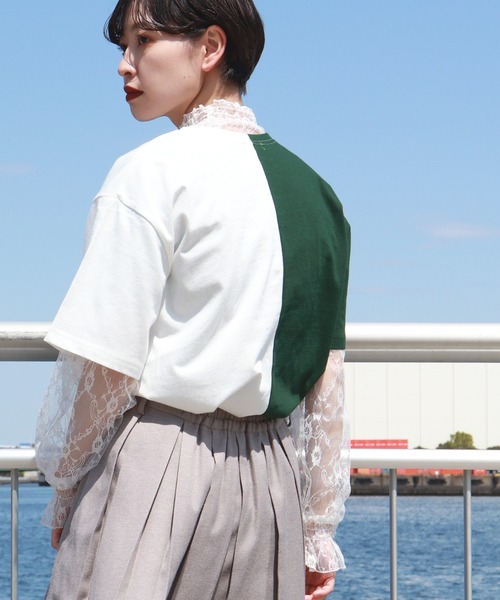 kutir（クティール）の「アレンジカレッジプリントTシャツ（Tシャツ/カットソー・レディース・チャコールグレー/オレンジ/グリーン・FREE）」の10枚目の写真