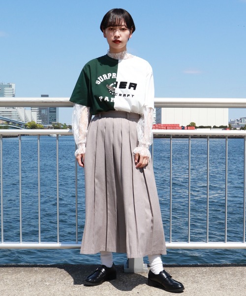 kutir（クティール）の「アレンジカレッジプリントTシャツ（Tシャツ/カットソー・レディース・チャコールグレー/オレンジ/グリーン・FREE）」の8枚目の写真