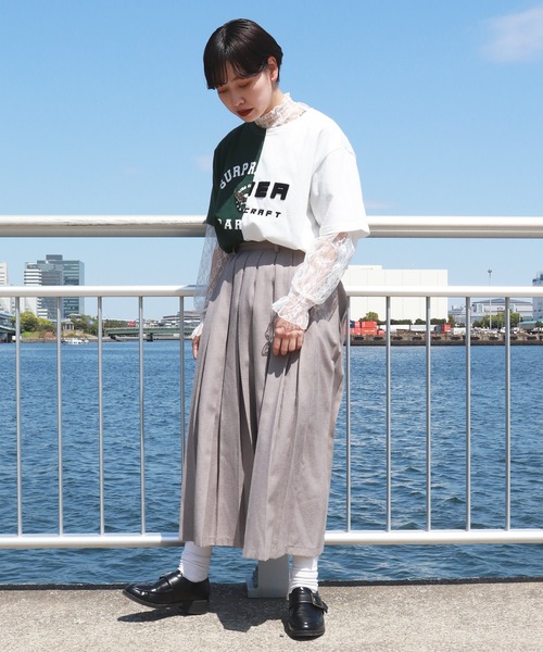 kutir（クティール）の「アレンジカレッジプリントTシャツ（Tシャツ/カットソー・レディース・チャコールグレー/オレンジ/グリーン・FREE）」の13枚目の写真