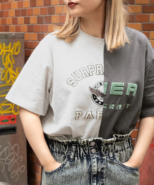 kutir（クティール）の「アレンジカレッジプリントTシャツ（Tシャツ/カットソー・レディース・チャコールグレー/オレンジ/グリーン・FREE）」の19枚目の写真