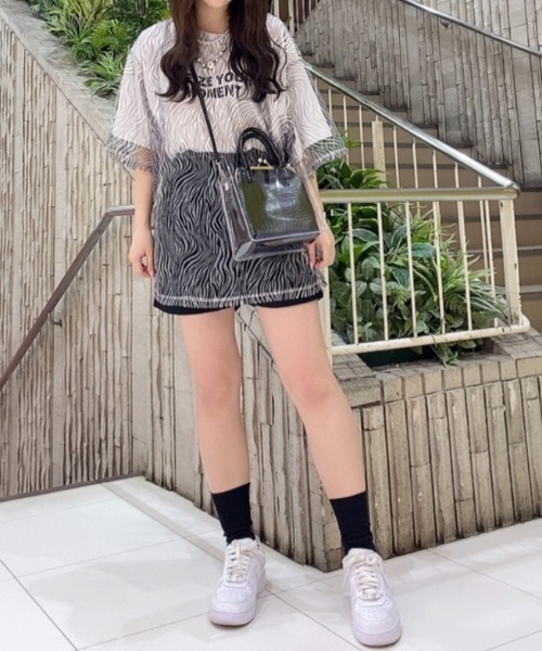 WEGO（ウィゴー）の「WEGO/チュールドッキングロゴT（Tシャツ/カットソー・レディース・グリーン/ブラック/その他1/アニマル・FREE）」の16枚目の写真