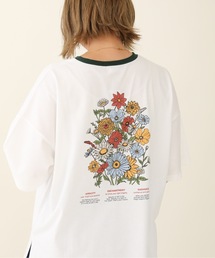 【ZOZO限定】サキシマamp「フラワーロゴプリントリンガーBIGTシャツ」