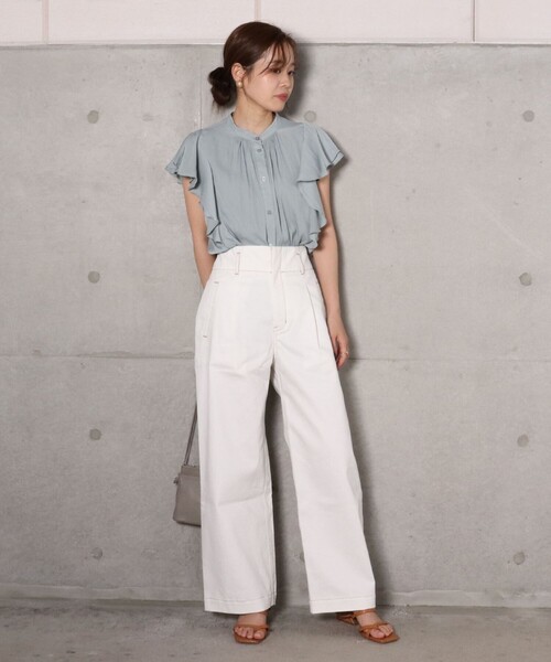 fredy repit（フレディレピ）の「デニムセミワイドパンツ（デニムパンツ・レディース・オフホワイト/ライトブルー/ネイビー・36/38）」の6枚目の写真