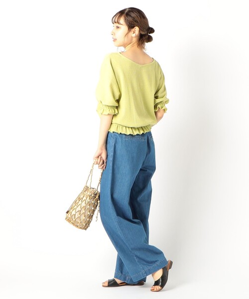 fredy repit（フレディレピ）の「デニムセミワイドパンツ（デニムパンツ・レディース・オフホワイト/ライトブルー/ネイビー・36/38）」の7枚目の写真