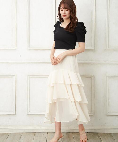 Allamanda(アラマンダ)の「イレヘム/ティアードスカート(スカート・レディース・ブラック/ピンク/アイボリー/グレー/その他3・M)」の1枚目の写真