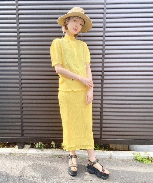 k3&co.（ケイスリーアンドコー）の「SHIRRING SKIRT K3別注（スカート・レディース・イエロー・XS）」の8枚目の写真