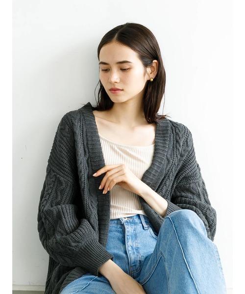 koe(コエ)の「リサイクルポリエステル ケーブルカーディガン*(カーディガン/ボレロ・レディース・チャコールグレー/ライトグレー/レッド/ブルー/グリーン/アイボリー・FREE)」の14枚目の写真