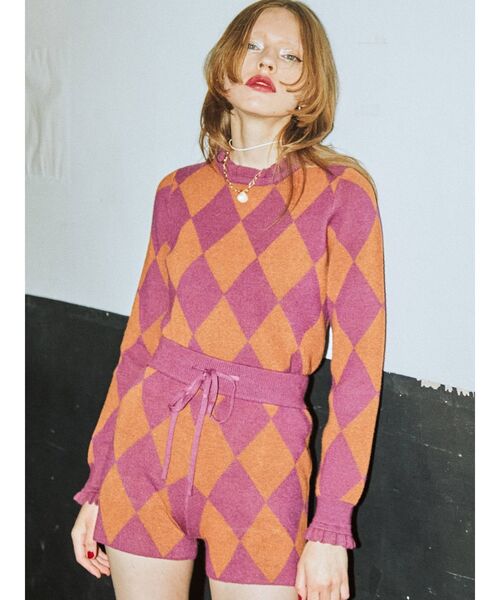 jouetie（ジュエティ）の「【セットアップ対応】ジャガードニットショートパンツ（その他パンツ・レディース・ブラック/ボルドー/パープル・MEDIUM）」の5枚目の写真