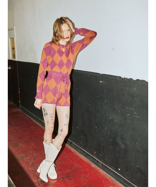 jouetie（ジュエティ）の「【セットアップ対応】ジャガードニットショートパンツ（その他パンツ・レディース・ブラック/ボルドー/パープル・MEDIUM）」の8枚目の写真