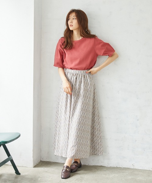 Rewde(ルゥデ)の「エスニックプリントマキシスカート(1R10-07217)(スカート・レディース・ベージュ/グレー・M)」の10枚目の写真
