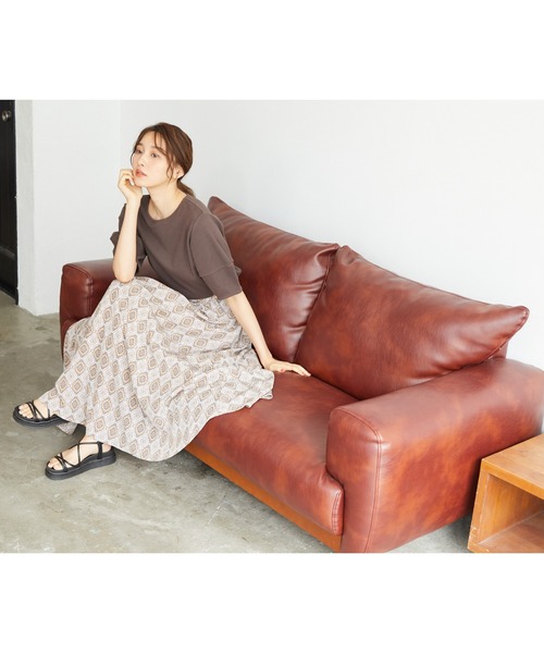 Rewde(ルゥデ)の「エスニックプリントマキシスカート(1R10-07217)(スカート・レディース・ベージュ/グレー・M)」の12枚目の写真