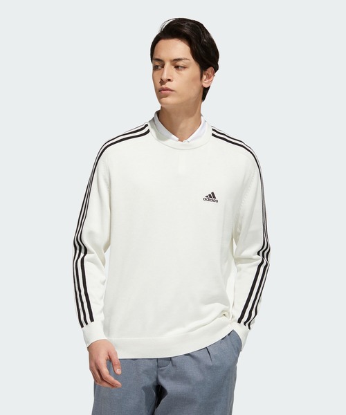 スリーストライプス 長袖クルーネックセーター【adidas Golf