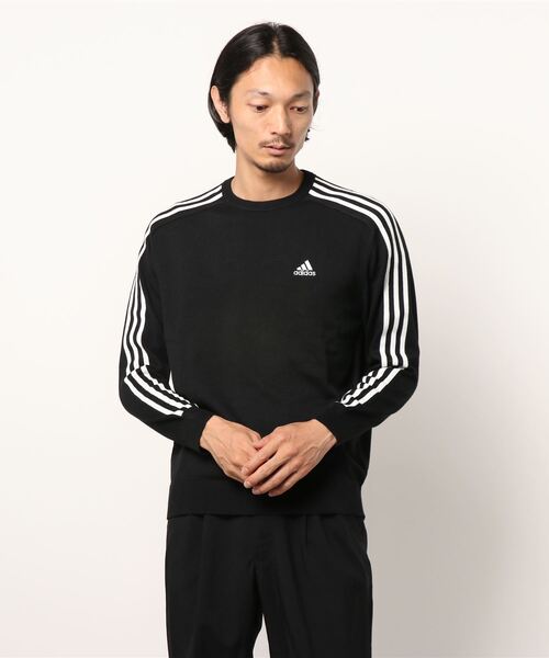 スリーストライプス 長袖クルーネックセーター【adidas Golf