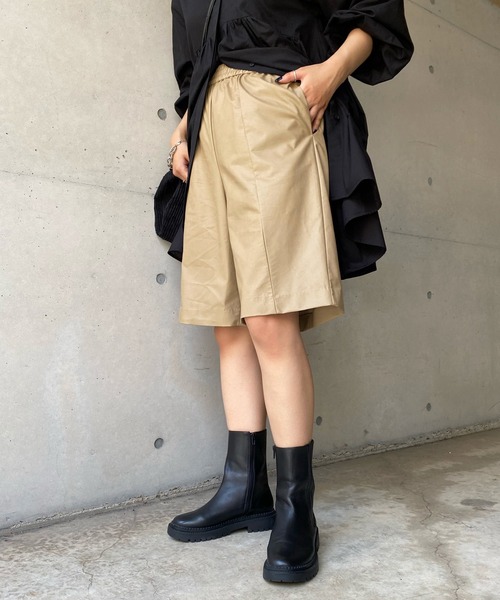 DouDou（ドゥドゥ）の「フェイクレザーハーフパンツ（その他パンツ・レディース・ベージュ/イエロー・FREE）」の9枚目の写真