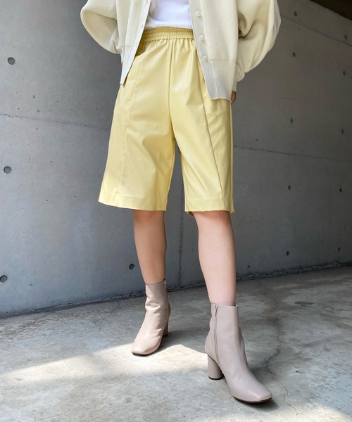 DouDou（ドゥドゥ）の「フェイクレザーハーフパンツ（その他パンツ・レディース・ベージュ/イエロー・FREE）」の8枚目の写真