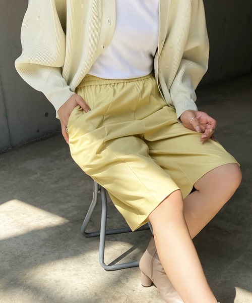 DouDou（ドゥドゥ）の「フェイクレザーハーフパンツ（その他パンツ・レディース・ベージュ/イエロー・FREE）」の6枚目の写真