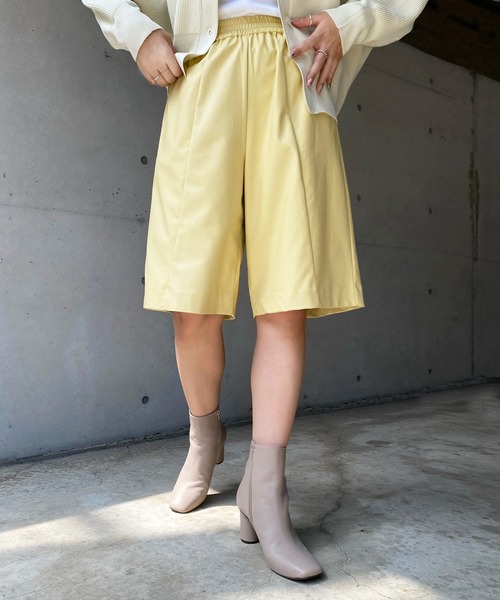 DouDou（ドゥドゥ）の「フェイクレザーハーフパンツ（その他パンツ・レディース・ベージュ/イエロー・FREE）」の12枚目の写真