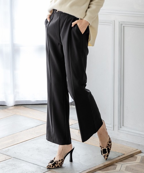 Julia Boutique（ジュリアブティック）の「ビット付きセンターシームフレアパンツ/21508（その他パンツ・レディース・ブラック/ベージュ/ライトベージュ/グリーン系・ONE）」の2枚目の写真