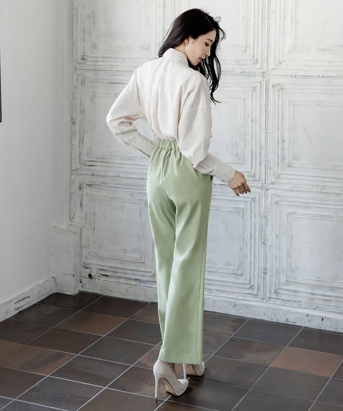 Julia Boutique（ジュリアブティック）の「ビット付きセンターシームフレアパンツ/21508（その他パンツ・レディース・ブラック/ベージュ/ライトベージュ/グリーン系・ONE）」の9枚目の写真