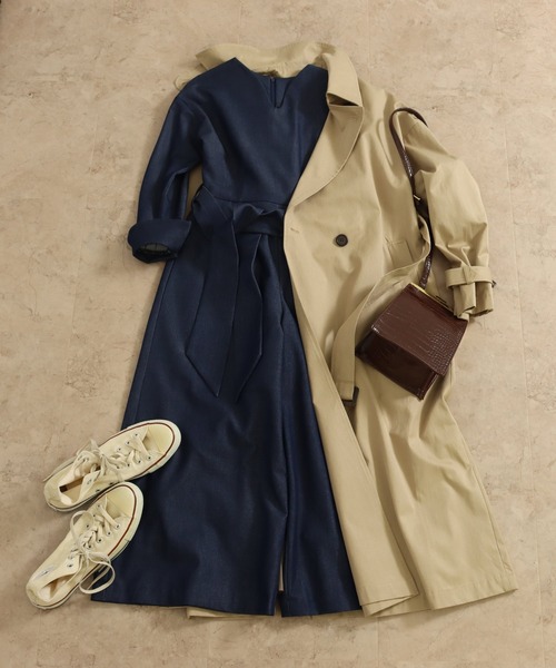 AULI(アウリィ)の「【低身長向けサイズ】ベルト付きデニムワイドオールインワン(つなぎ/オールインワン・レディース・ブラック/ネイビー・XS/S)」の1枚目の写真