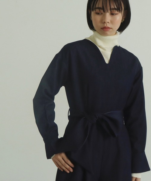 AULI(アウリィ)の「【低身長向けサイズ】ベルト付きデニムワイドオールインワン(つなぎ/オールインワン・レディース・ブラック/ネイビー・XS/S)」の17枚目の写真