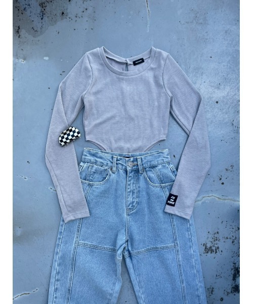 FIG&VIPER（フィグアンドバイパー）の「ハイレグリブボディースーツ（Tシャツ/カットソー・レディース・ブラック/グレー・FREE）」の18枚目の写真