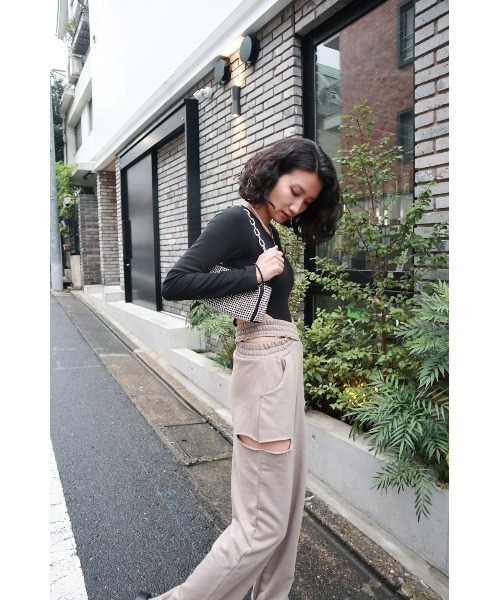 FIG&VIPER（フィグアンドバイパー）の「ハイレグリブボディースーツ（Tシャツ/カットソー・レディース・ブラック/グレー・FREE）」の9枚目の写真