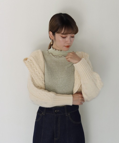 CLEIO（クレイオ）の「【CLEIO】ケーブルニットボレロ（カーディガン/ボレロ・レディース・ブラック/アイボリー/キャメル・FREE）」の14枚目の写真