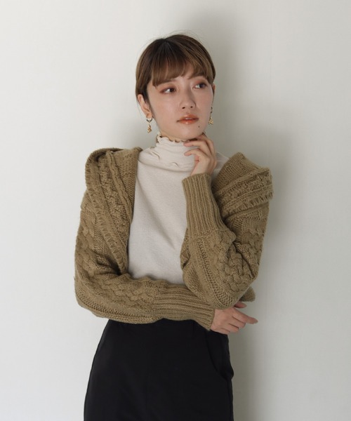 CLEIO（クレイオ）の「【CLEIO】ケーブルニットボレロ（カーディガン/ボレロ・レディース・ブラック/アイボリー/キャメル・FREE）」の9枚目の写真