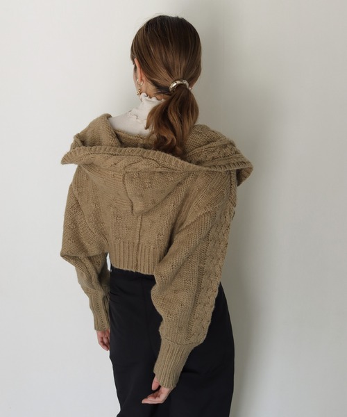 CLEIO（クレイオ）の「【CLEIO】ケーブルニットボレロ（カーディガン/ボレロ・レディース・ブラック/アイボリー/キャメル・FREE）」の11枚目の写真