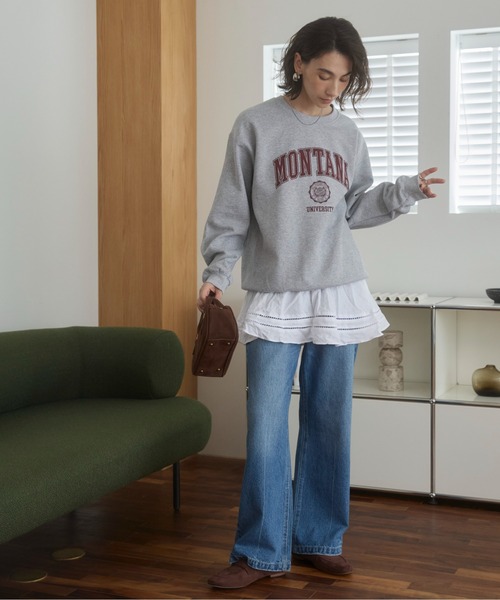 セール】GILDAN カレッジロゴ オーバーサイズ プリント スウェット