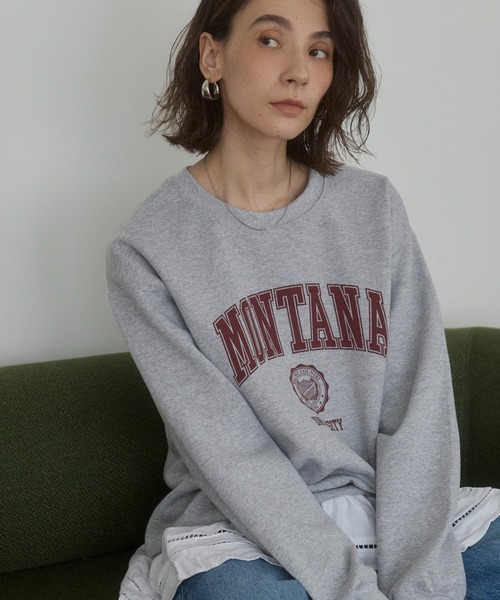 GILDAN カレッジロゴ オーバーサイズ プリント スウェット