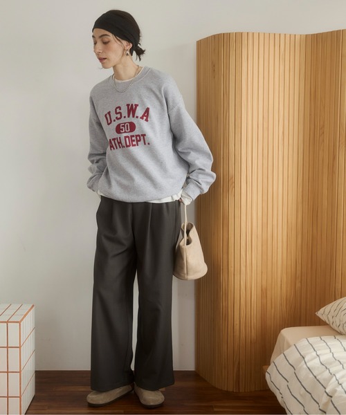 セール】GILDAN カレッジロゴ オーバーサイズ プリント スウェット